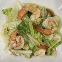 ผัดกะหล่ำกุ้งสด