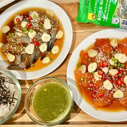 [อร่อยซ่ากับโค้ก] ชุดแซลม่อนดอง 100 กรัม +กุ้งดอง 110 กรัม +  โค้ก ไม่มีน้ำตาล (กระป๋อง)