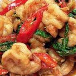 กะเพรากุ้ง กับข้าว