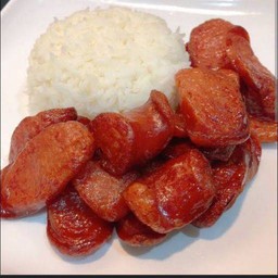 กุนเชียงหมูทอดราดข้าว