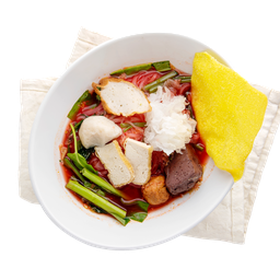 [ร้านก๋วยเตี๋ยวต้มยำสันโค้ง] เย็นตาโฟหมู