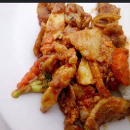 หมูผัดพริกเผาราดข้าว