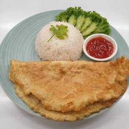 ไข่เจียวหมูสับ/กุ้งสับ ราดข้าว