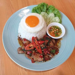 กะเพราหมูสับ/หมูชิ้นราดข้าว