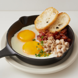 Quartet pork Kai Ka Ta with baguette