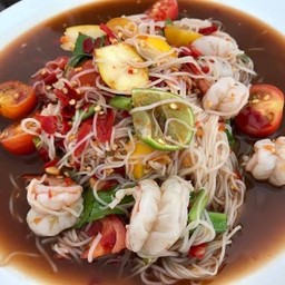 ตำขนมจีนกุ้งสุกกุ้งสด