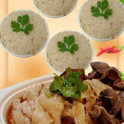 ไก่ต้มสับจานใหญ่+ข้าวมันเปล่า 4 ถ้วย