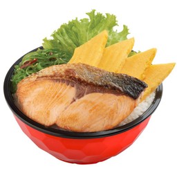 ข้าวหน้าแซลมอนย่างซอสเทอริยากิ