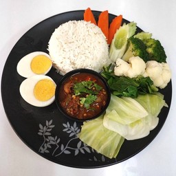 ข้าวน้ำพริกแจ๋ว+ ไข่ต้ม