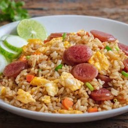 ข้าวผัดหมูกรอบ+กุนเชียง