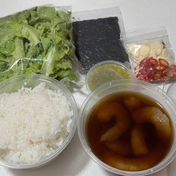 ชุดกุ้งดอง (8-10ตัว) พร้อมข้าว และสาหร่าย