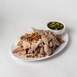 ลวกจิ้มน้ำจิ้มแจ่วทำสด