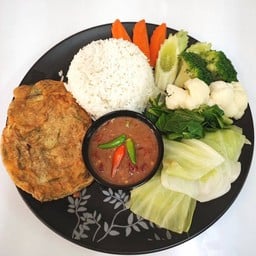 ข้าวน้ำพริกกะปิ+ ไข่ชะอม