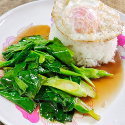 ผัดคะน้า,แขนงน้ำมันหอย ราดข้าว