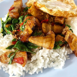 Crispy Pork Basil With Rice