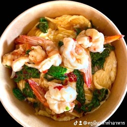 ข้าวกะเพรากุ้ง(ไม่มีไข่)