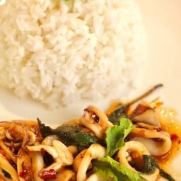 ข้าวกะเพราปลาหมึก