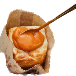 ปังแพกลมปิ้งใส่สังขยาชาไทยใส้ทะลัก 1 ลูก