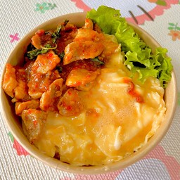 ข้าวไข่ข้น กะเพราหมู (หมูชิ้น)