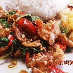 กะเพราหมูชิ้น