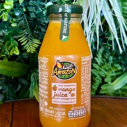 น้ำส้มเขียวหวานผสมเกล็ดส้ม ตรา คาเฟ่ อเมซอล