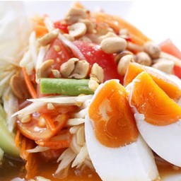 Som Tum With Salted Egg And Cha Cha