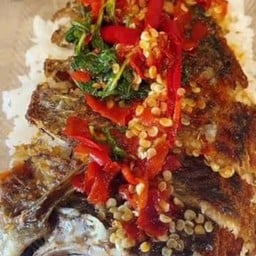 ข้าวกะเพราปลานิลแกะ