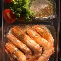 ข้าวกุ้งแกะ ตัวโตๆ สดๆ เด้งๆน้ำจิ้มแซ่บส์!!เว่อร์