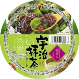 พุดดิ้งชาเขียวและถั่วแดงกวนในน้ำเชื่อม