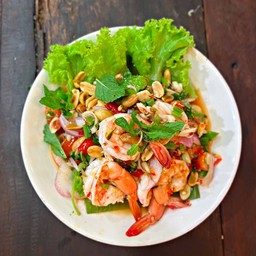 ยำตะไคร้กุ้งสด