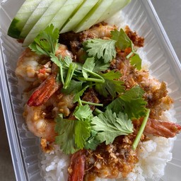 กุ้งกระเทียมราดข้าว
