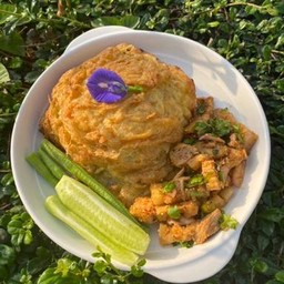 ลาบหมูสามชั้น (ราดข้าว)