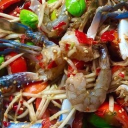 ตำปูม้า + กุ้งสด