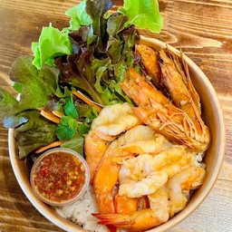 ข้าวหน้ากุ้งแกะ น้ำจิ้มซีฟู๊ด