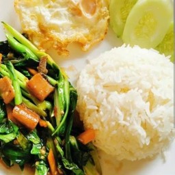 Kale And Salted Fish With Rice