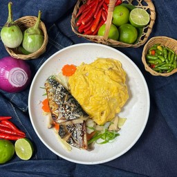 ข้าวปลาย่างซอสเทอริยากิ+ไข่ข้น