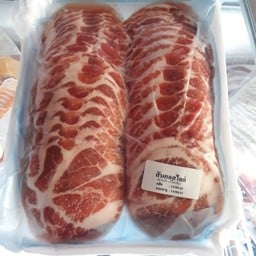 สันคอหมูน้ำหนัก 1000กรัม  ไม่มีชุดผักแถม
