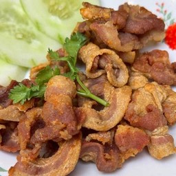 หมูสามชั้นทอดน้ำปลา(กับข้าว)