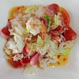 ยําวุ้นเส้น + กุ้ง + ไส้กรอก + ไก่สับ