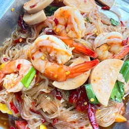 ตำเส้นเล็ก หมูยอ กุ้ง หมึก