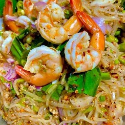 ลาบเส้นเล็กหมูสับใส่กุ้ง