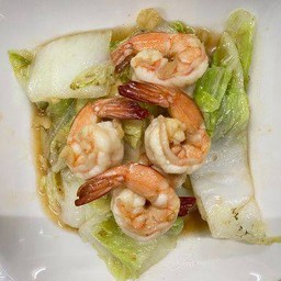 ผัดผักกาดขาวใส่กุ้ง