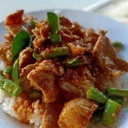 ผัดพริกแกงไก่ราดข้าว