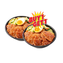ข้าวหมูบุตะฮอท&สไปซี่ +ไข่ 1 แถม 1