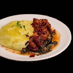 ข้าวกะเพราไก่ทอดพริก+ไข่ข้น