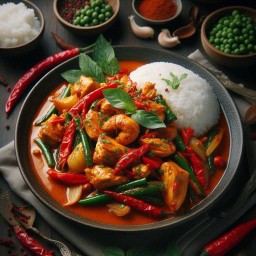 ข้าวผัดพริกแกง Stir Fried Red Curry with Rice