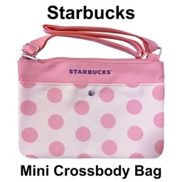 (มือ1) กระเป๋าผ้ามินิสะพายข้าง Starbucks ชมพู