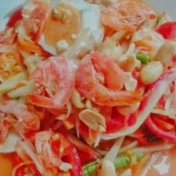 ส้มตำไทกุ้งแห้ง+ถั่วลิสง