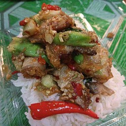 ข้าวคะน้าหมูกรอบ