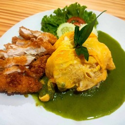 ข้าวไข่ข้นไก่กรอบซอสเขียวหวาน